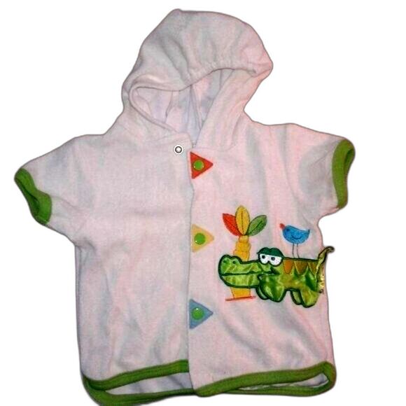 Make A Splash Baby Swim Coverup Terrycloth Hood Size 12M White GreenYellow Gator - Picture 7 of 7